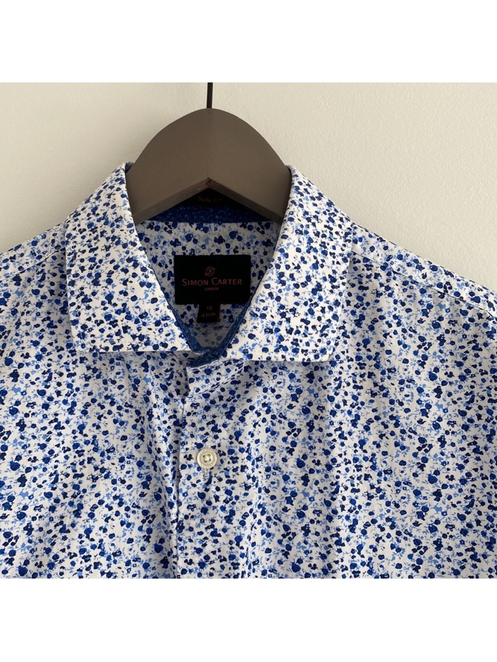 Simon Carter White with Floral Print - 16 Slim Fit